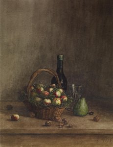 Martwa natura z winem i owocami